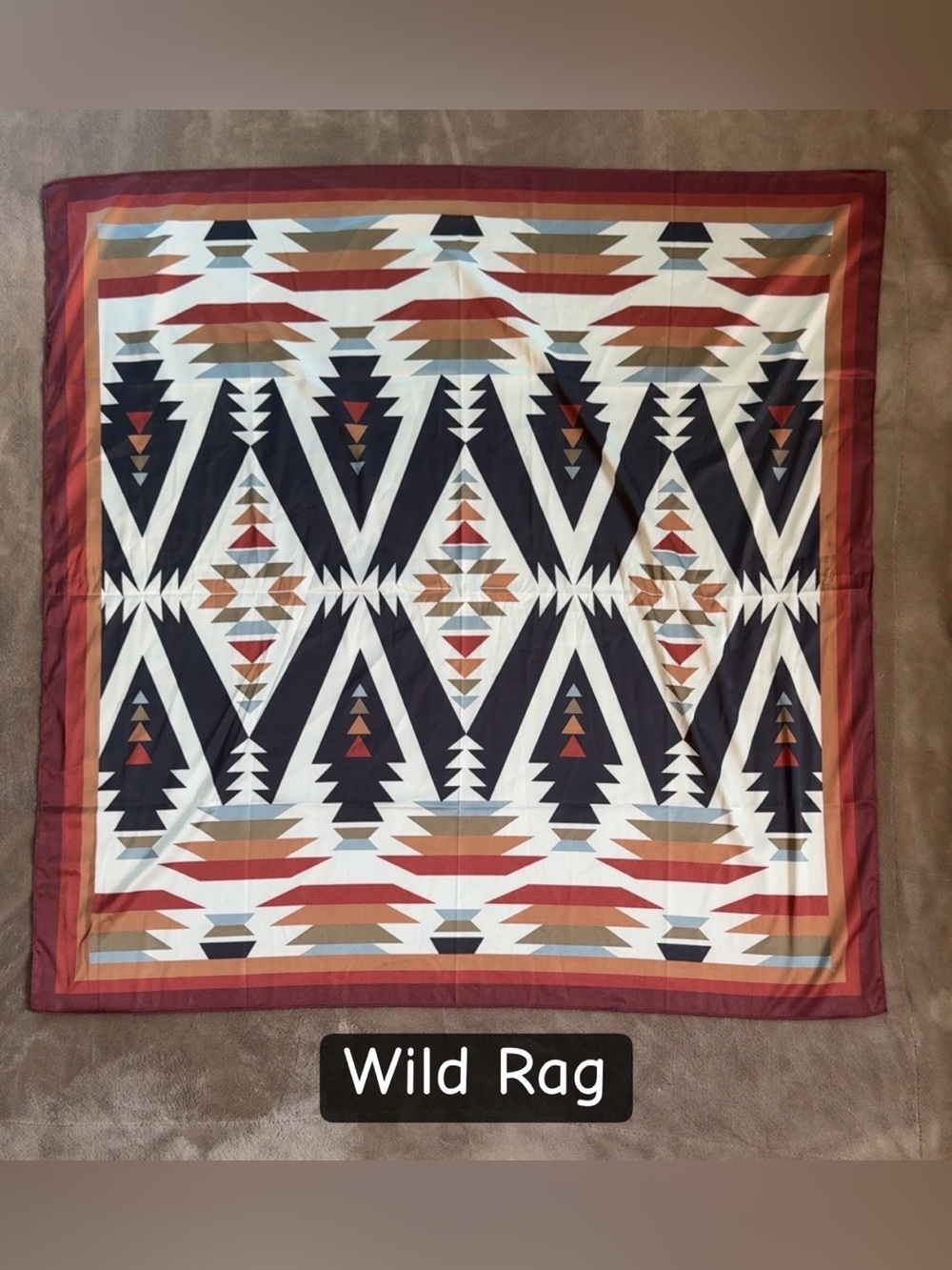 Geometric Aztec Wild Rag - Black & Rust